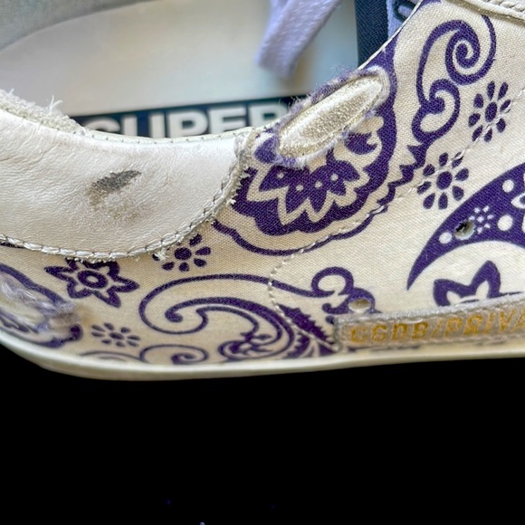 WOMENS SUPERSTAR GOLDEN GOOSE PAISLEY PRINT CANVAS LOW TOP SNEAKERS - 9 - Picture 11 of 11